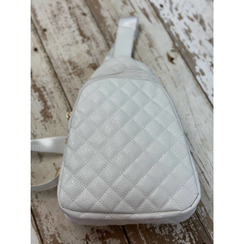 White Quilted Crossbody Sling Bag